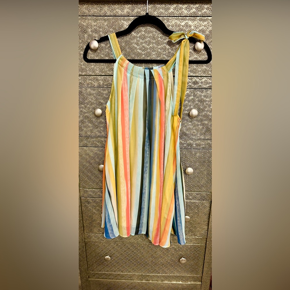 NWOT BEIGE by ECI Shoulder Tie Mini Dress